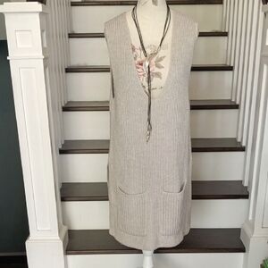 Aritzia Wilfred Taupe Knit Sweater Sleeveless Tunic Vest 🎁